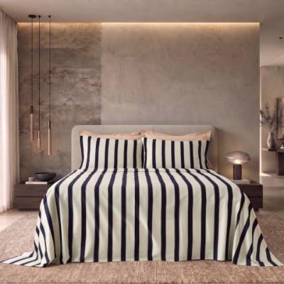 Completo Letto In Raso 300 Fili A Righe Larghe Marlowe