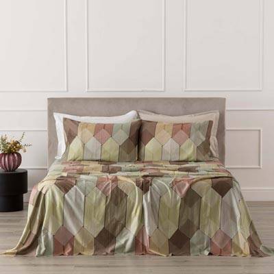 Completo Letto In Raso Stampato Diamante