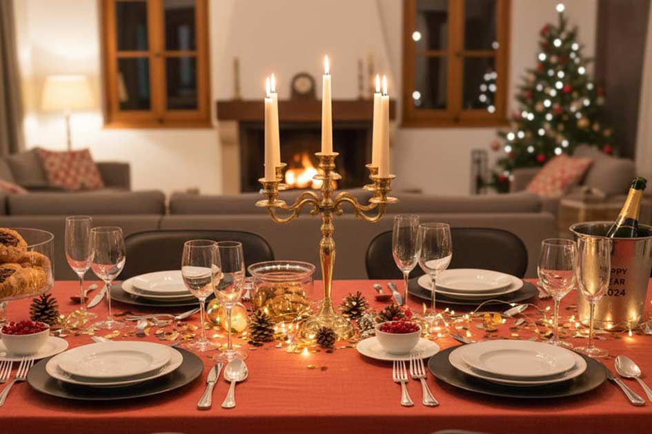 tavola apparecchiata per Capodanno