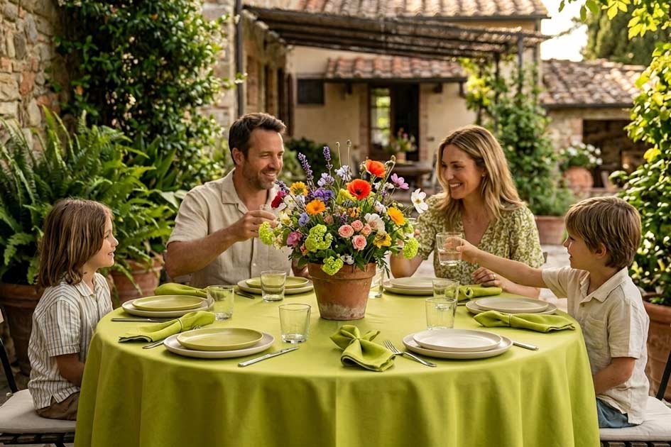 tavola apparecchiata in primavera